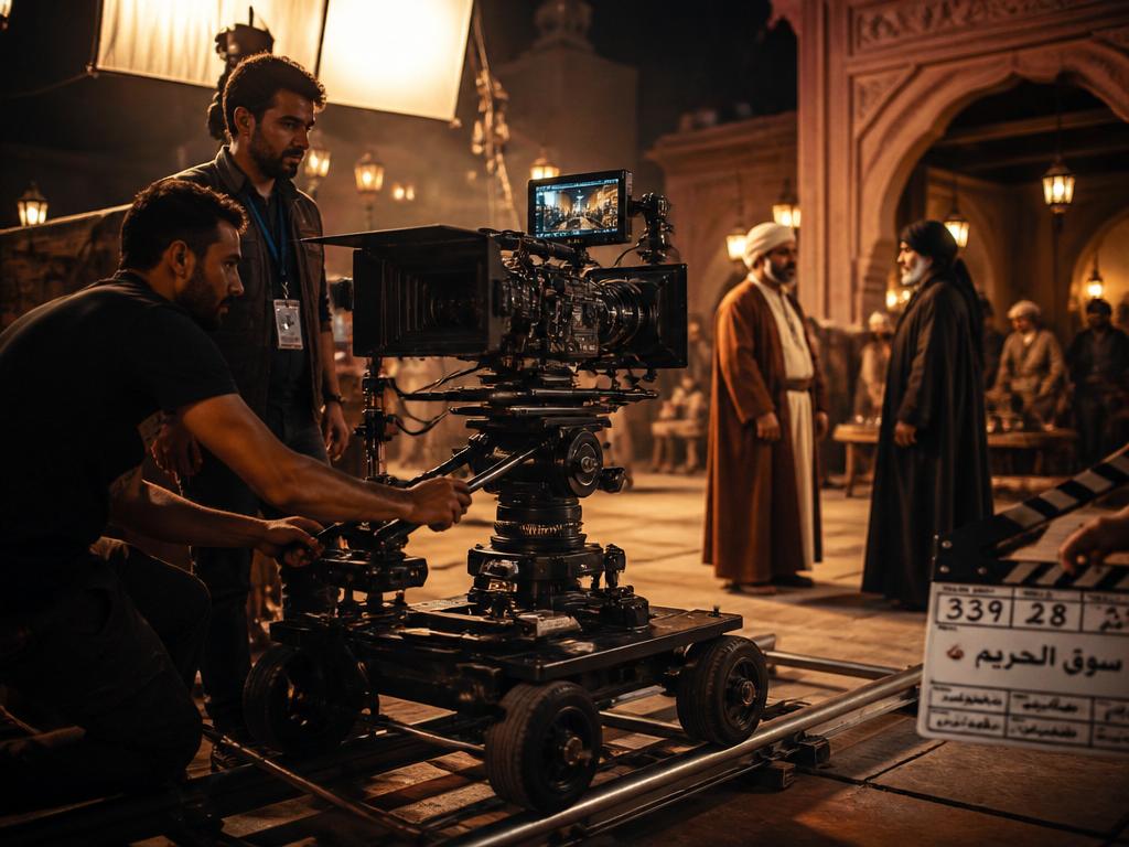 فريق التصوير على موقع العمل الدرامي
